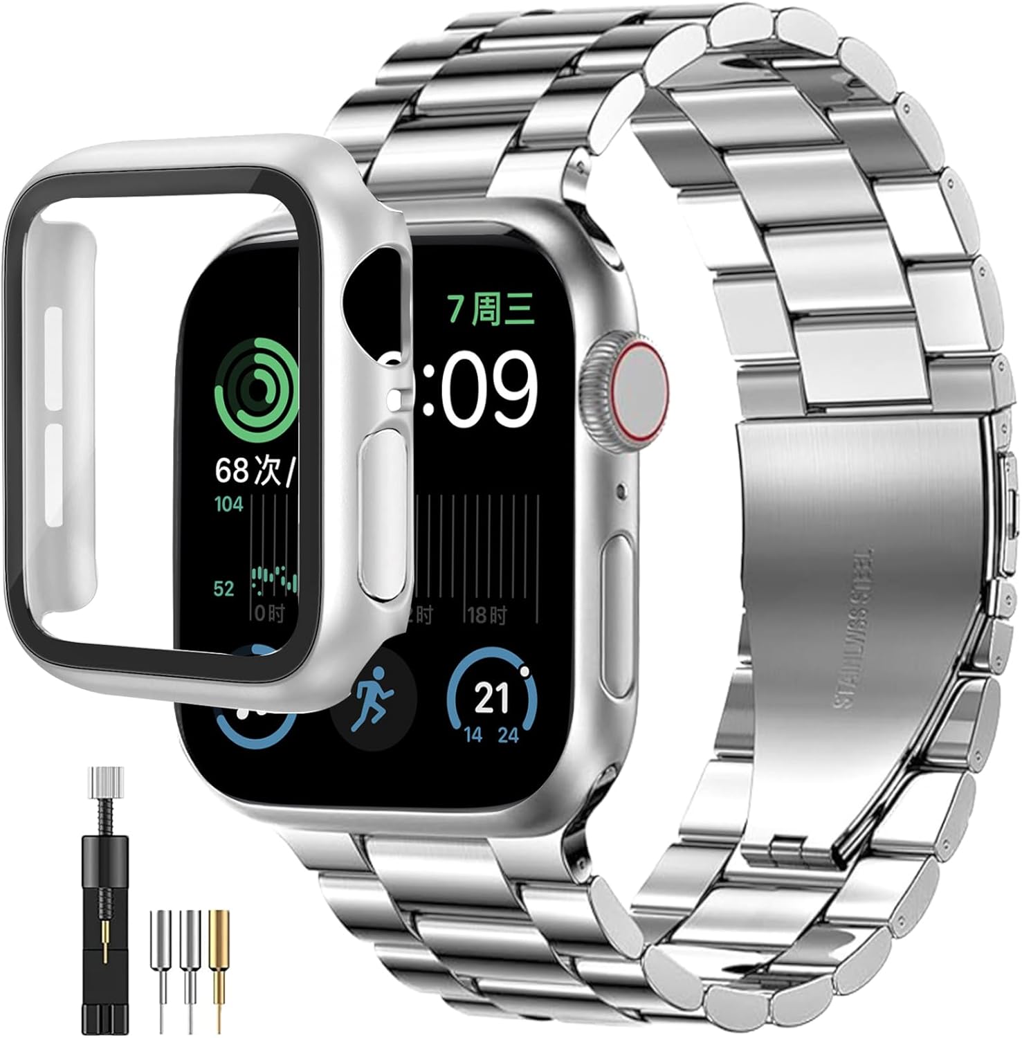 Apple Watchバンド ステンレス 保護ケース付き 1