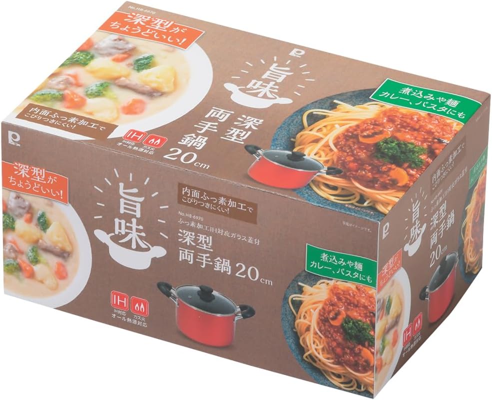 旨味 ふっ素加工IH対応ガラス蓋付深型両手鍋 4