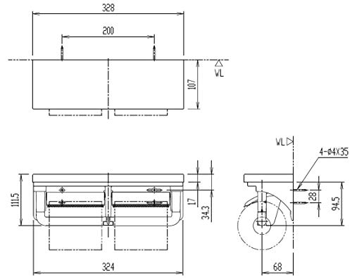 トイレ用 棚付2連紙巻器 3