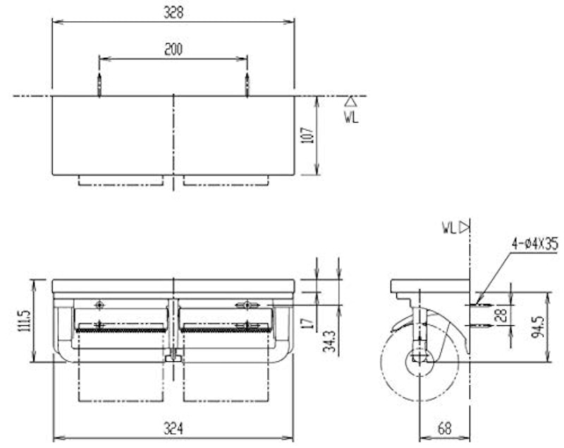 トイレ用 棚付2連紙巻器 3