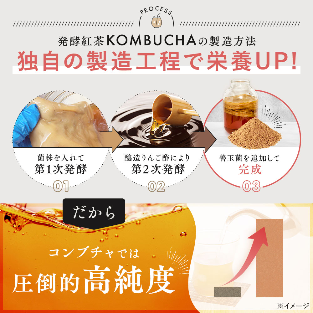 コンブチャ 粉末 4種のフルーツ味セット 4
