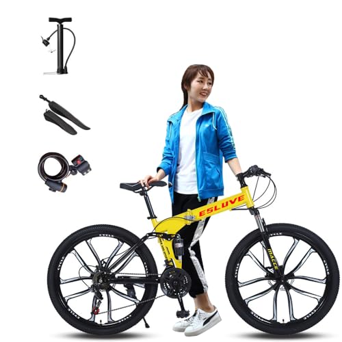 Esluve マウンテンバイク 26インチ 21段変速 折りたたみ自転車