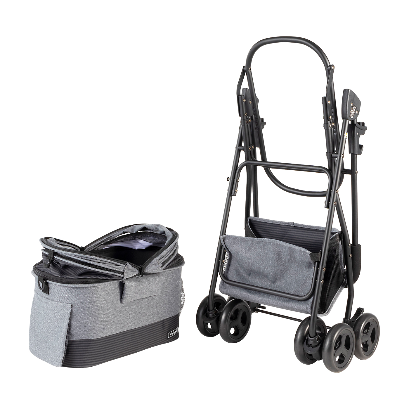 犬用ペットカート ミニモ　グレー　クッション付き 犬用ペットカート ミニモ グレー クッション付き たのめーる