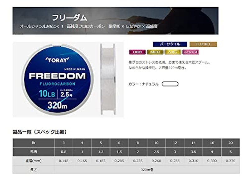フリーダム 320m 16lb 3