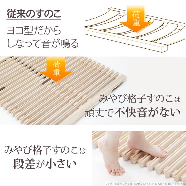 1秒で簡単布団干し みやび格子すのこベッド 3