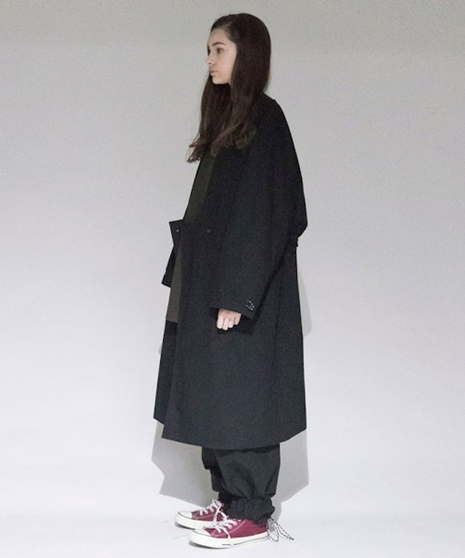Organic Cotton x Recycle Polyester Twill No-Collar Coat 2
