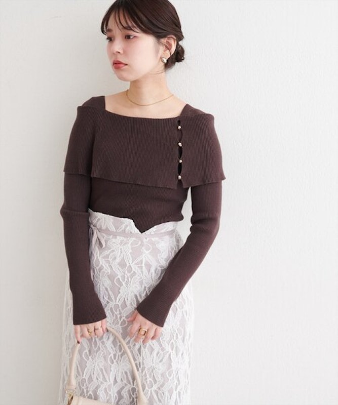 natural couture オフショルデザインニット 1