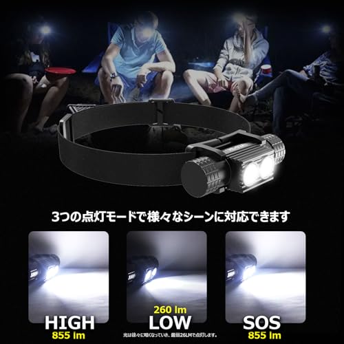 10W 855lm 強力 着脱式 ヘッドライト 4