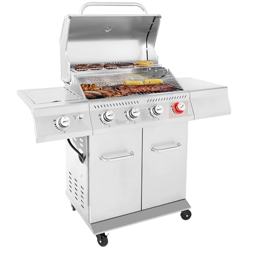 4-Burner Cabinet Gas Grill with Sear Burner and Side Burner 1