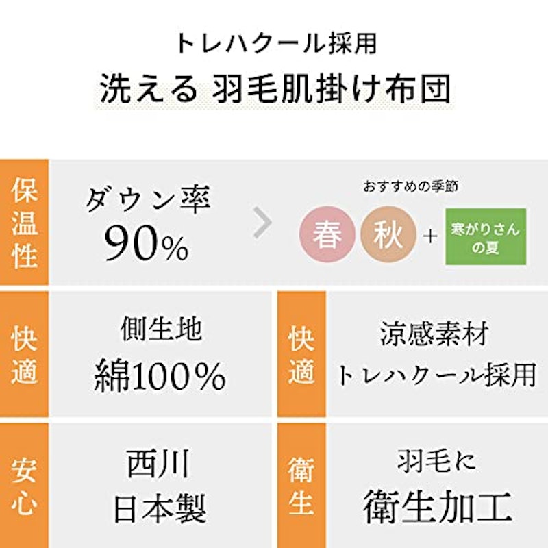 涼感羽毛肌掛け布団 2