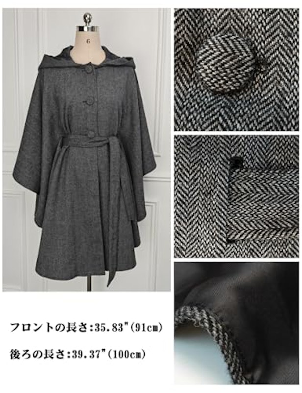 ウール混 ケープコート 5