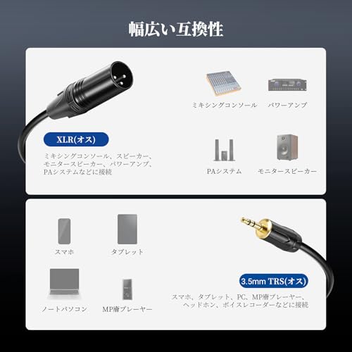 3.5mm to XLR 変換ケーブル 3