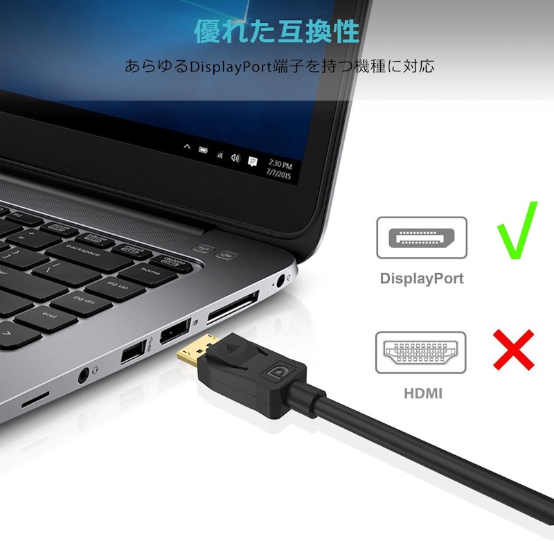 DisplayPort to DisplayPort ケーブル 2