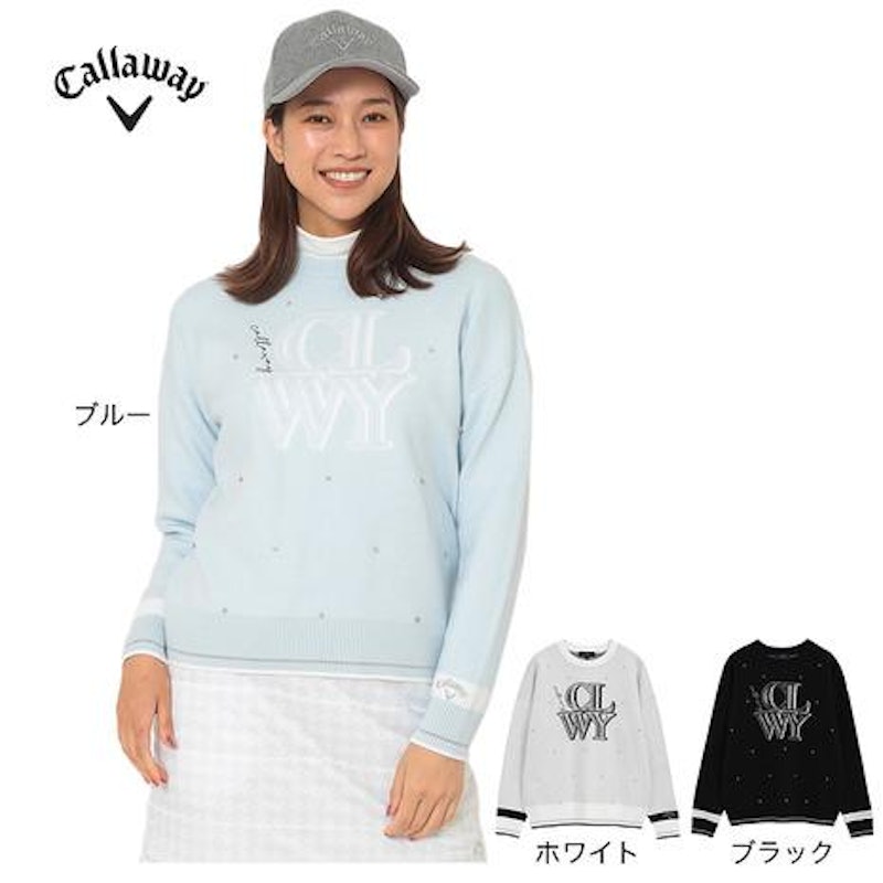 クルーネック長袖ラインストーン付きニット 2