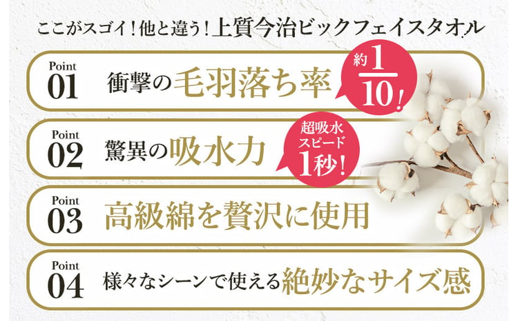上質今治ビッグフェイスタオル 4枚セット 4