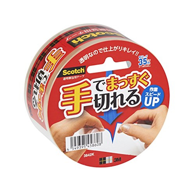 スコッチ 透明梱包用テープ 手でまっすぐ切れる 1
