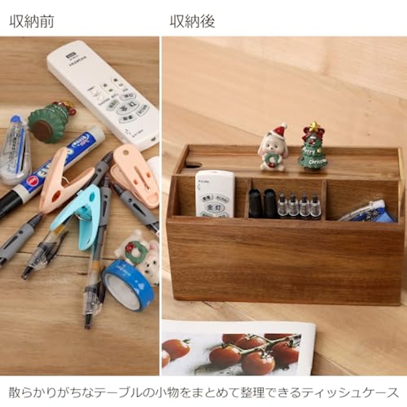 木製収納付きティッシュケース 2