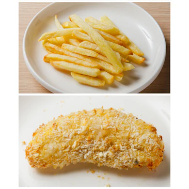 冷凍ポテトはベタつきやすい。ささみかつは衣も肉も高い評価