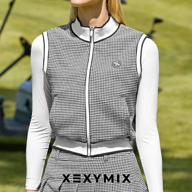 xexymix ハウンドトゥース ジップアップ ベスト 1