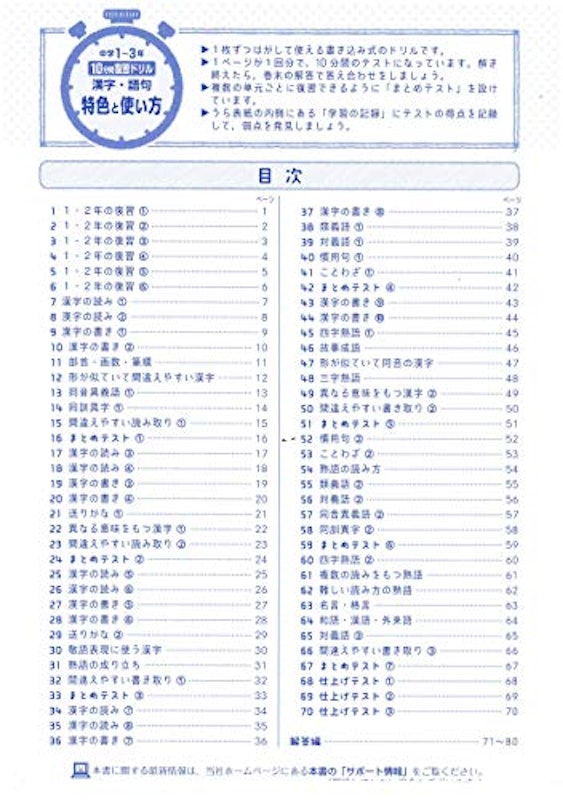 中1~3/10分間復習ドリル 漢字・語句 2