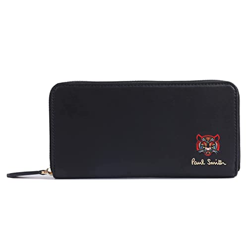 Paul Smithジップストローグレイン二つ折り財布 ブラックマルチ 