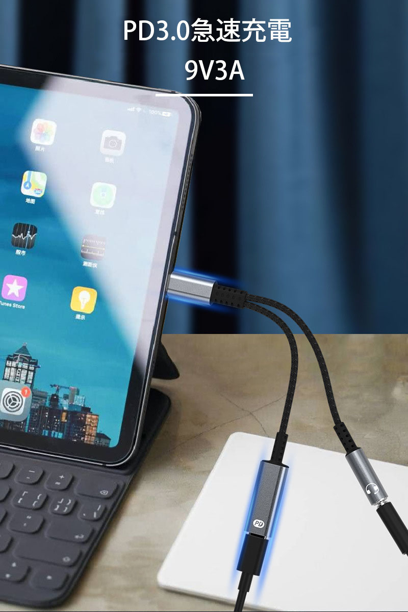 2in1 USB Type-cイヤホン端子変換アダプター 6