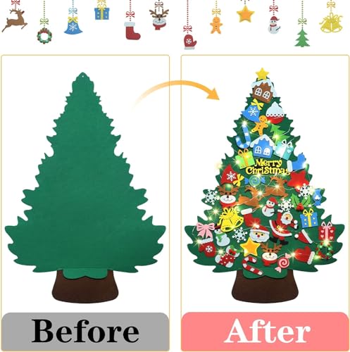 ミニクリスマスツリー フェルトオーナメント付き クリスマスツリー フェルト 壁掛け 吊り紐付き オーナメント