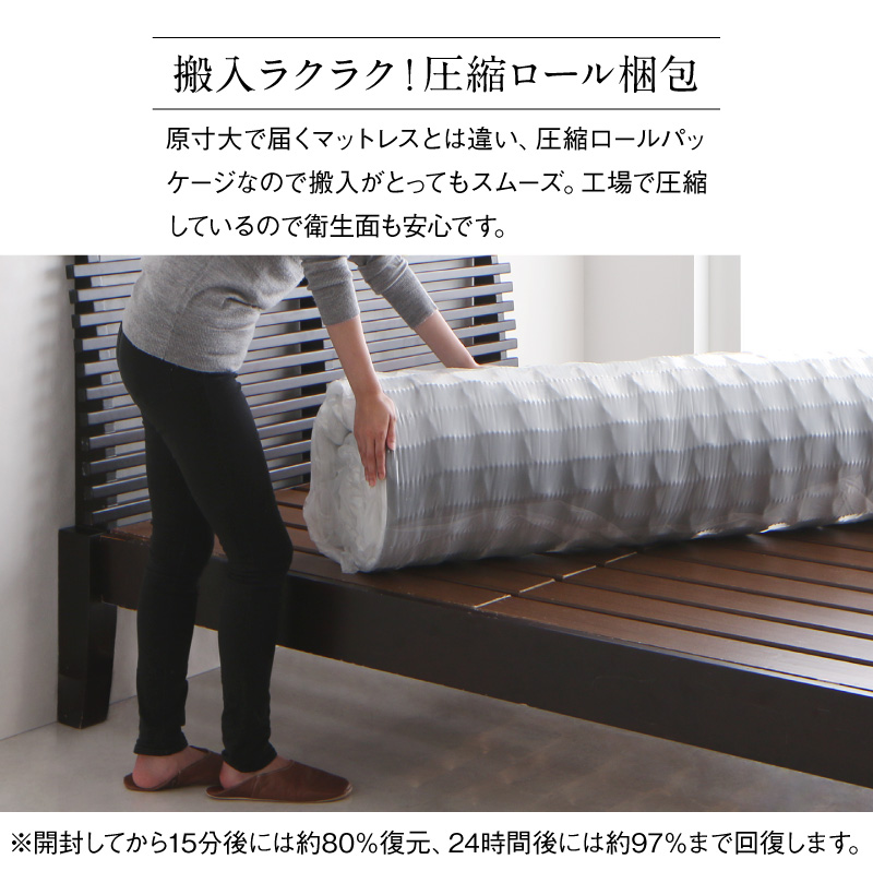 棚・コンセント付き フロアベッド マットレス付き セミダブル 16