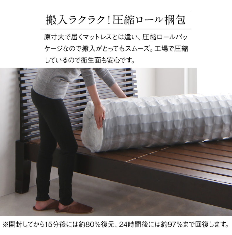 棚・コンセント付き フロアベッド マットレス付き セミダブル 16