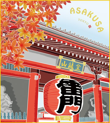 ご当地土産色紙4枚セット-浅草 3