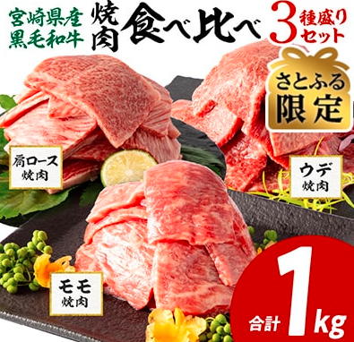 宮崎県産黒毛和牛 肩ロース・ウデ・モモ 焼肉用 1