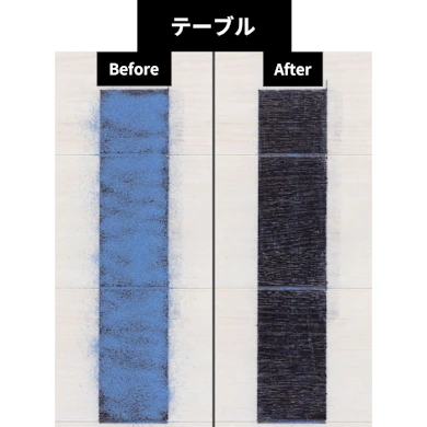 テーブルに散らした砂もお菓子のクズも、きれいに吸い込めた!