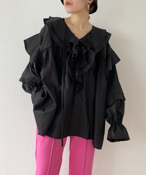 big collar frill blouse 2