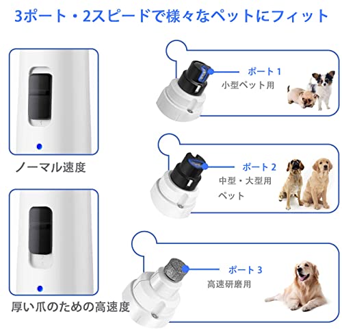 犬の爪切り 高硬度強力な犬の爪切り低ノイズ調整可能な自動3ギアペットの家庭用爪切り