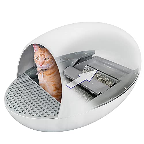 Pandaloli トイレ 猫 自動 大型：スマホ管理 センサー付き ホワイト ...
