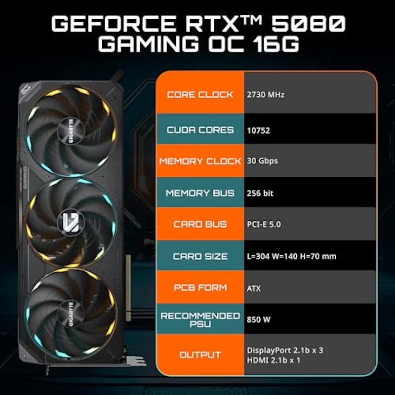 GIGABYTE GeForce RTX 5080 Gaming OC 16G 2
