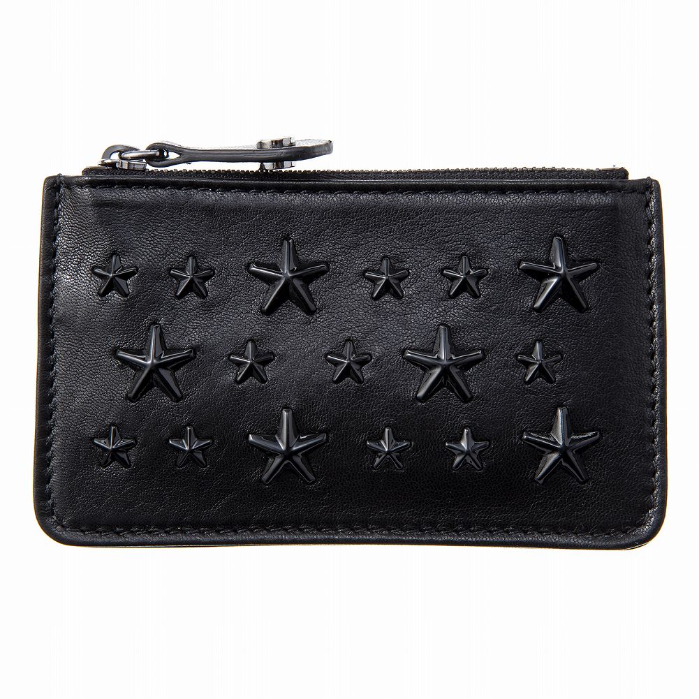 【新品】JIMMY CHOO スタッズレザーウォレット ミドルウォレット財布 黒 JIMMY CHOO スタッズ レザーウォレット ミドルウォレット財布 ブラック