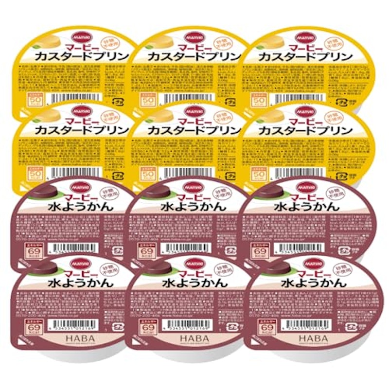 カップデザート カスタードプリン、水ようかん各6個 1