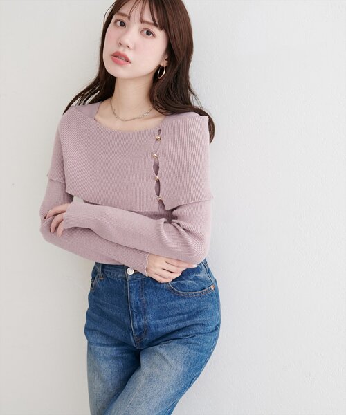 natural couture オフショルデザインニット 4