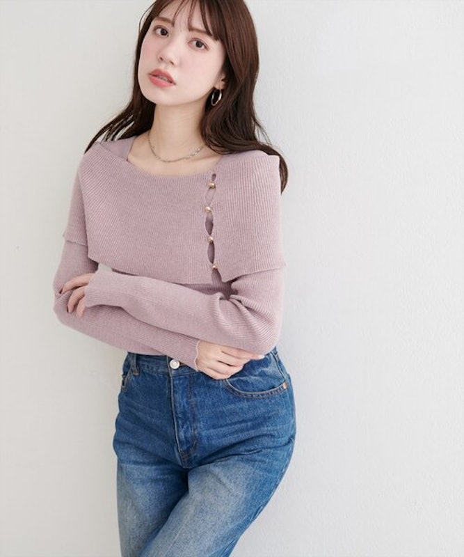 natural couture オフショルデザインニット 4