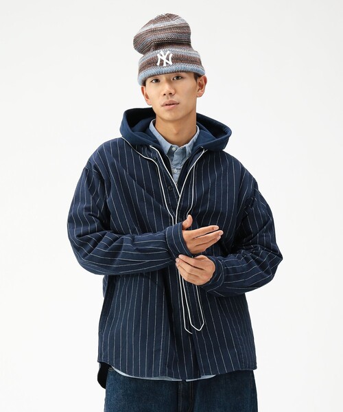 ワイドフィット ベースボール ストライプ シャツ 10