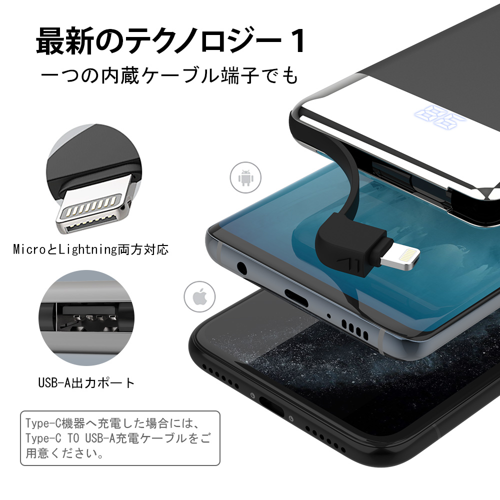 ケーブル内蔵型 モバイルバッテリー 4