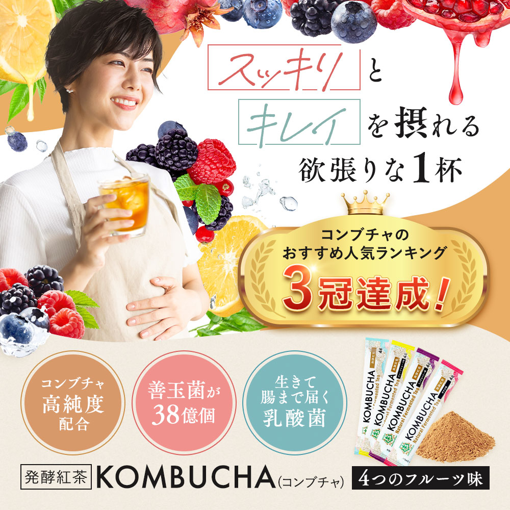 コンブチャ 粉末 4種のフルーツ味セット 2