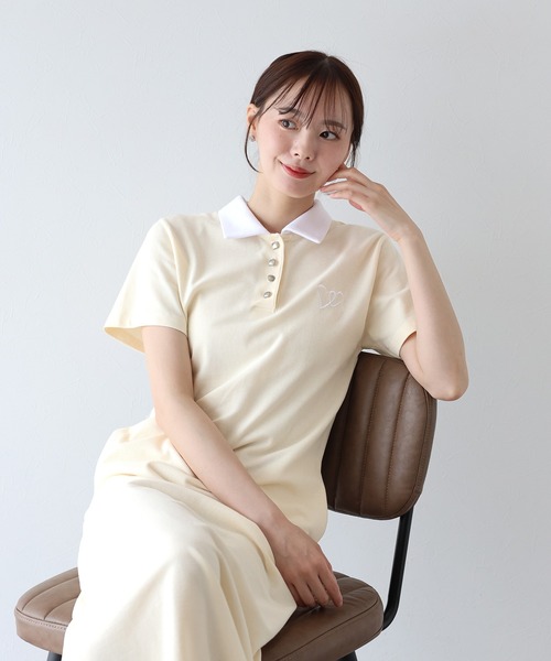 ハート刺繍ポロワンピース 2