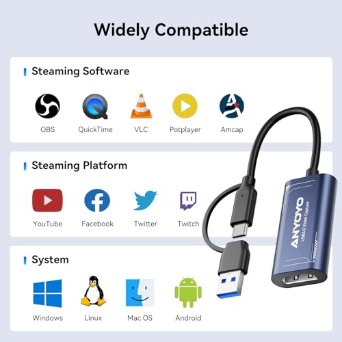 ANYOYO ビデオキャプチャカード Amazon.com: ANYOYO 4K@60Hz HDMI Capture Card, USB3.0 Game