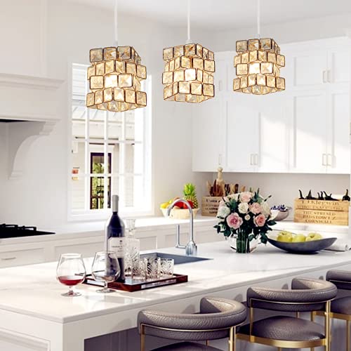 ガラスキューブ型ペンダントライト 氷のような透明感 氷のようなガラス