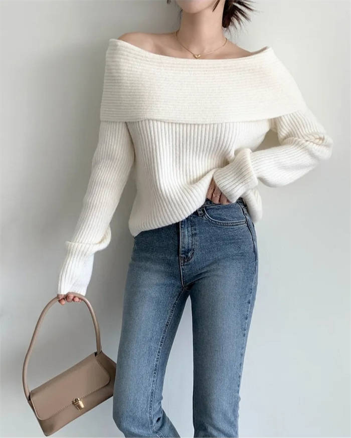  オフショルダー セーター ニットブラウス 3