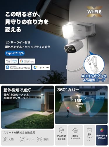 センサーライト付き屋外パンチルトセキュリティカメラ 2