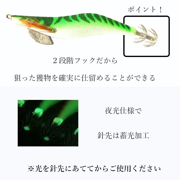 エギング(ラトル入り) セット 10本セット 3号 エギングセット エギ 餌木 釣り フィッシング ケース イカ釣り 6