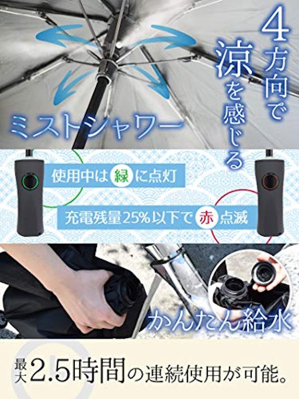ふわっとひんやり「折り畳みミストシャワーブレラ」 3